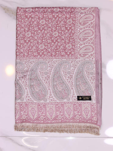 Winter Handmade Indian Cultural Jamwar Shawl For Festival Light Pinkish J3