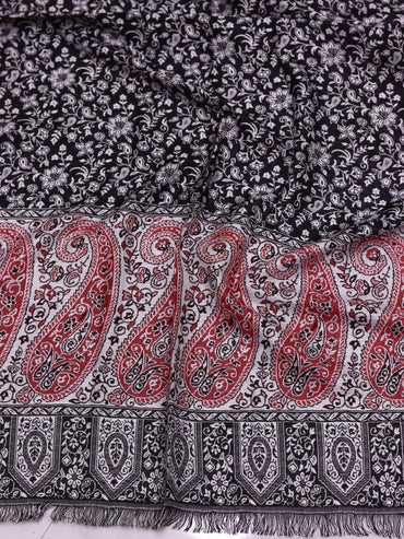 Winter Handmade Indian Cultural Jamwar Shawl For Festival Dark Brown with Pinkish Pattern J2