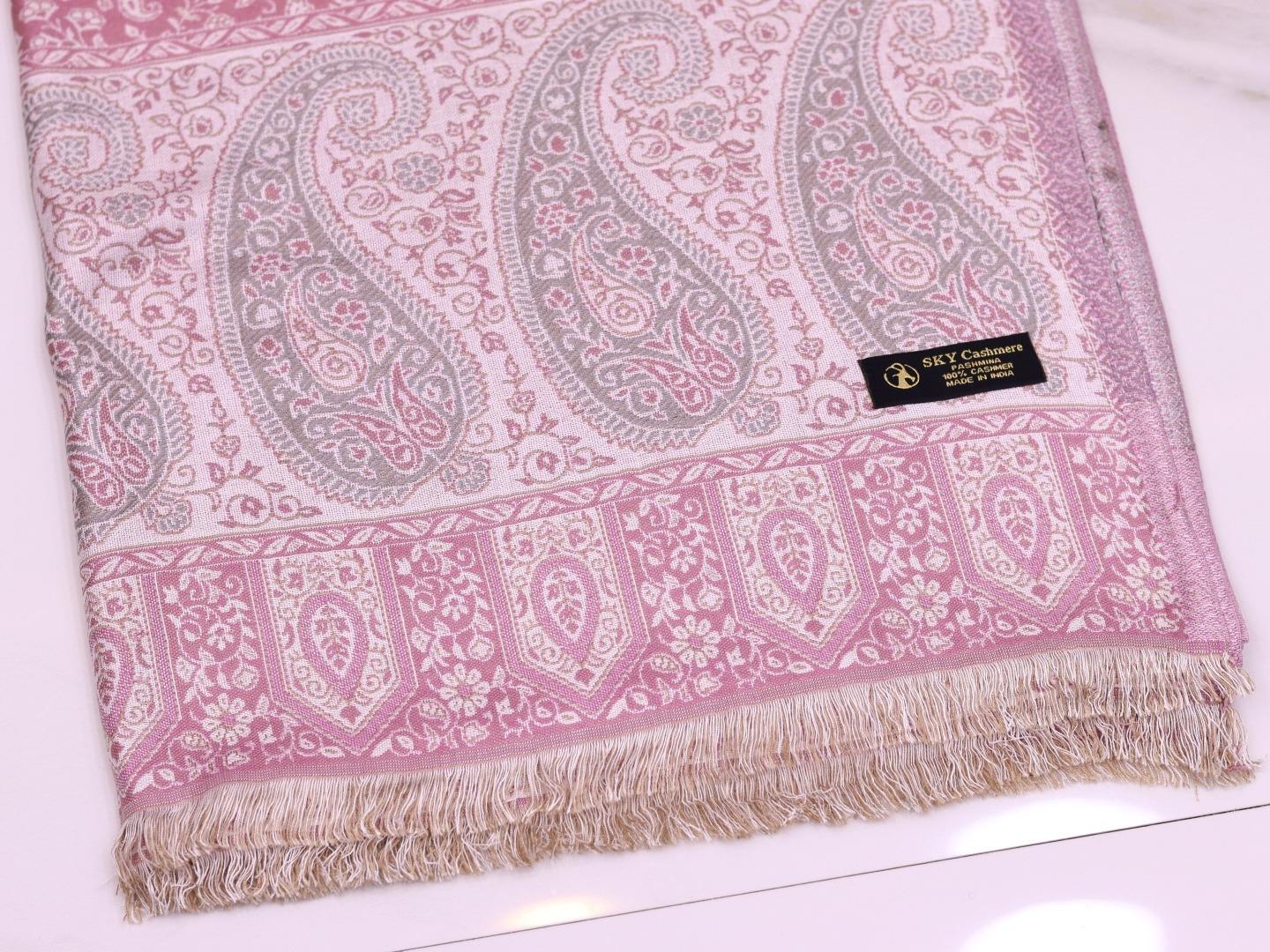 Winter Handmade Indian Cultural Jamwar Shawl For Festival Light Pinkish J3