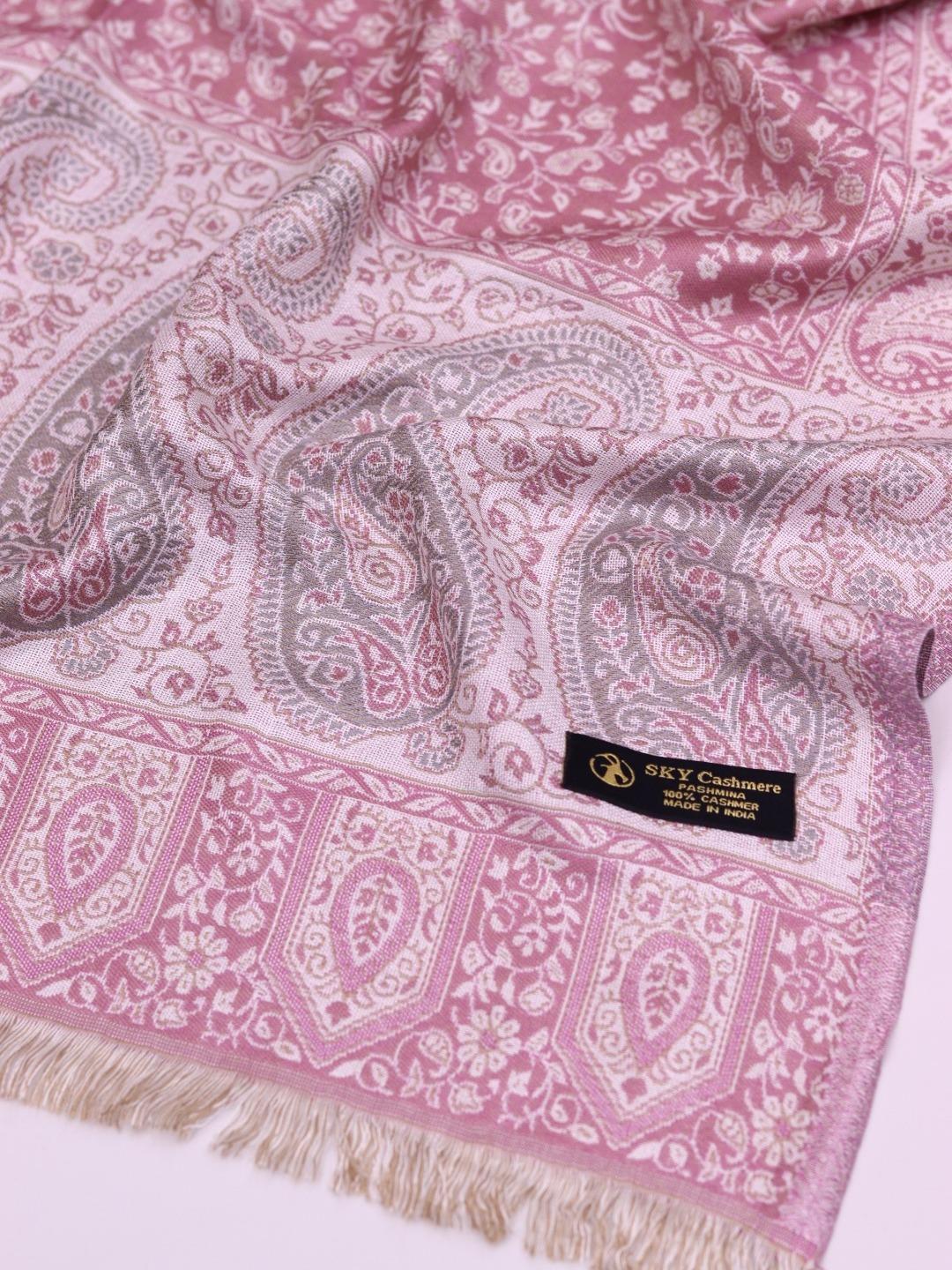 Winter Handmade Indian Cultural Jamwar Shawl For Festival Light Pinkish J3