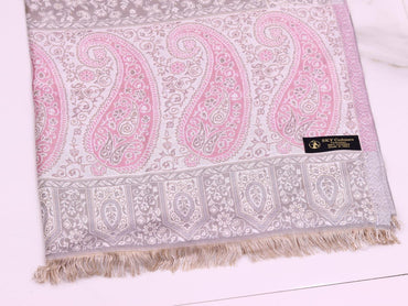 Winter Handmade Indian Cultural Jamwar Shawl For Festival Greyish Pink J4