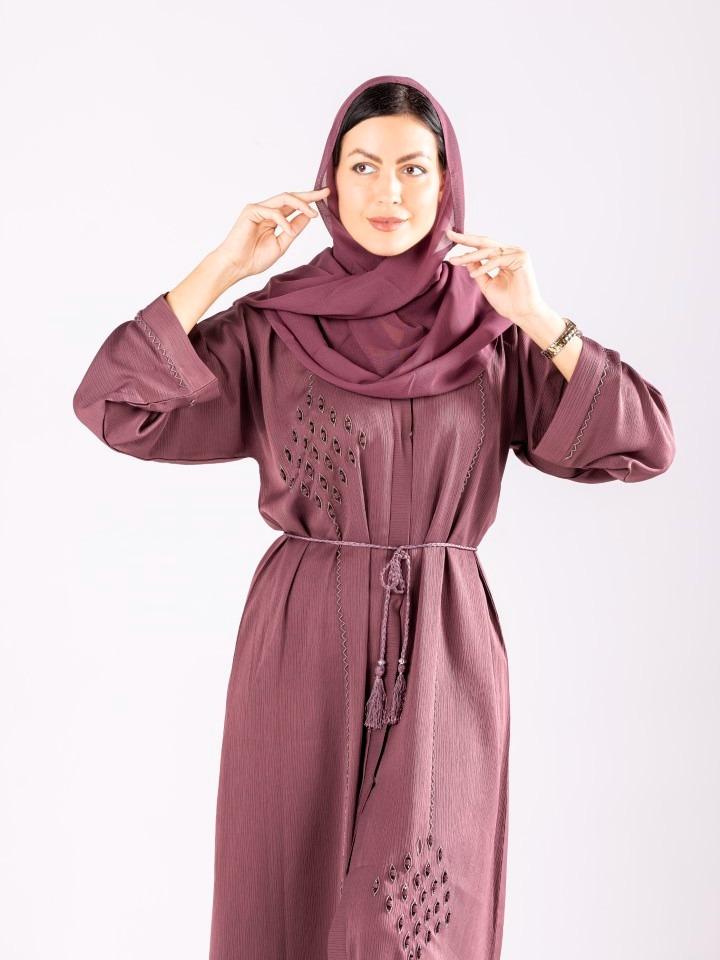 Muslim Abaya with Embroidery and Stone Work by Sky Cashmere D10