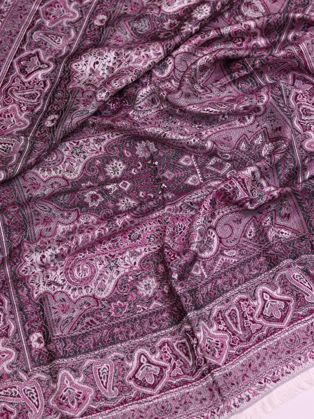 Winter Handmade Indian Cultural Jamwar Shawl For Festival Greyish Dark Purple J5