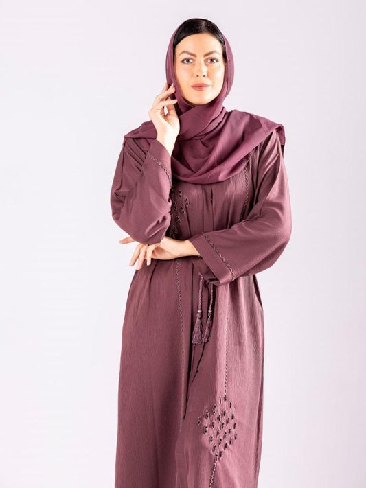 Muslim Abaya with Embroidery and Stone Work by Sky Cashmere D10
