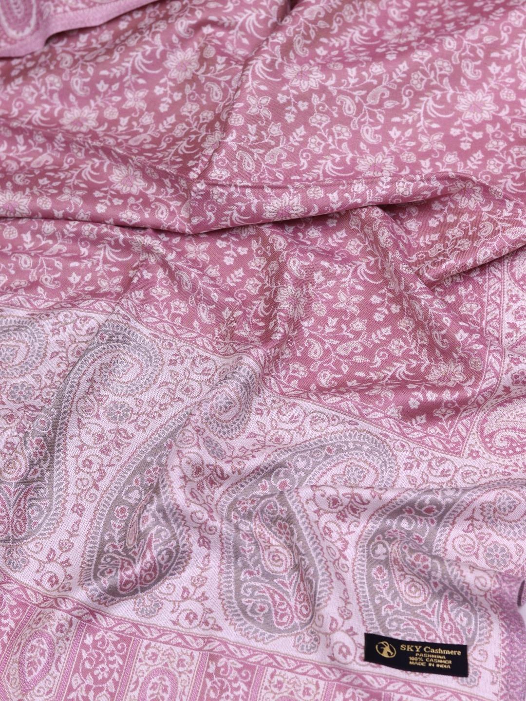 Winter Handmade Indian Cultural Jamwar Shawl For Festival Light Pinkish J3