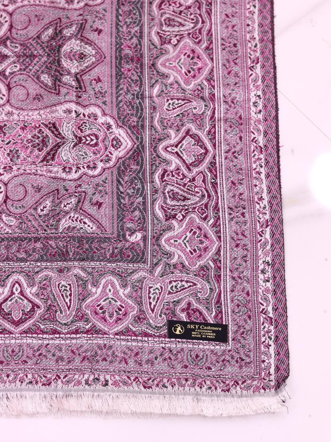 Winter Handmade Indian Cultural Jamwar Shawl For Festival Greyish Dark Purple J5