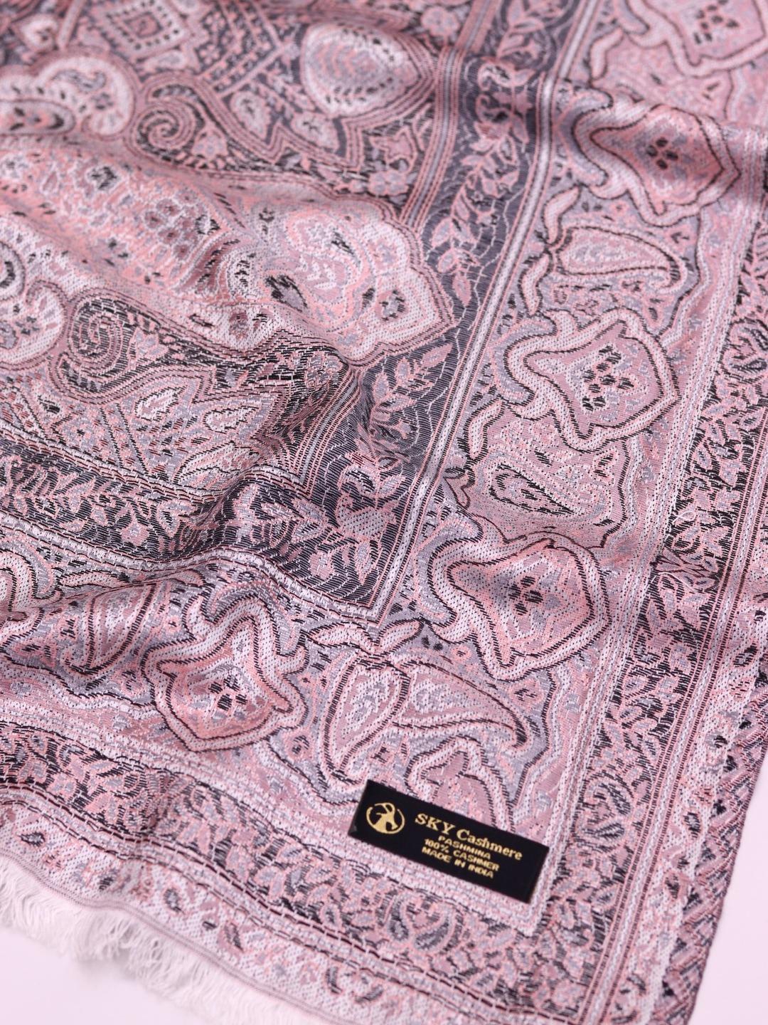 Winter Handmade Indian Cultural Jamwar Shawl For Festival Greyish Light Pink J6