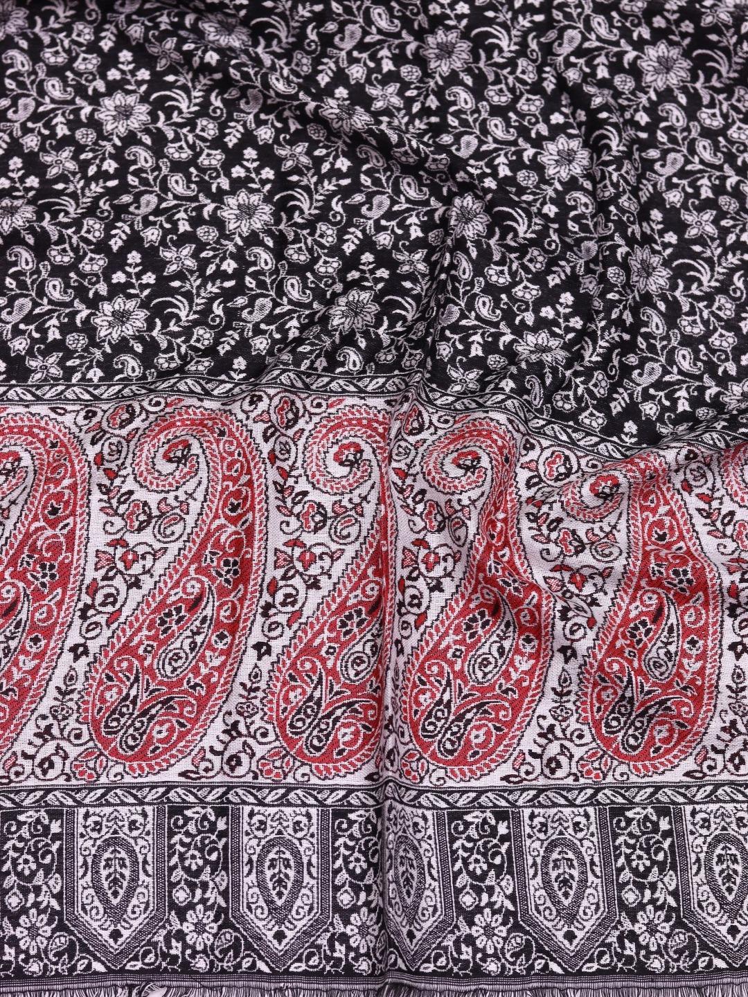 Winter Handmade Indian Cultural Jamwar Shawl For Festival Dark Brown with Pinkish Pattern J2
