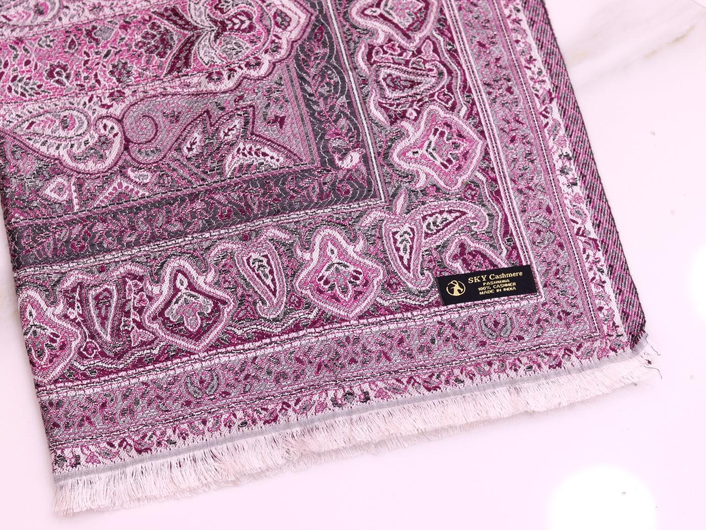 Winter Handmade Indian Cultural Jamwar Shawl For Festival Greyish Dark Purple J5