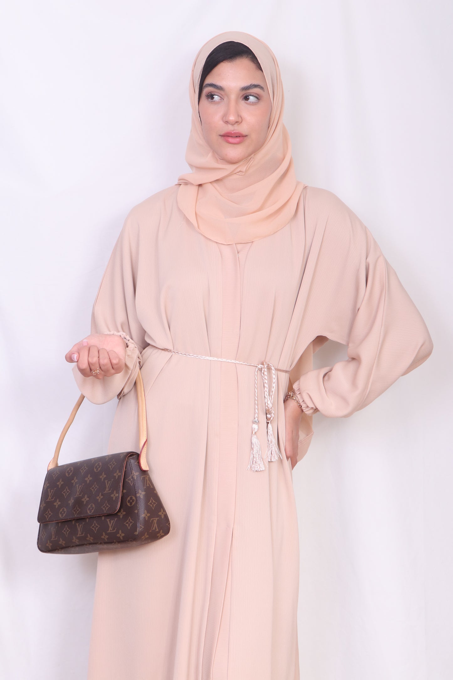 Beige Light Pink Abaya A7 - Women's Islamic Clothing - Muslim Fashion