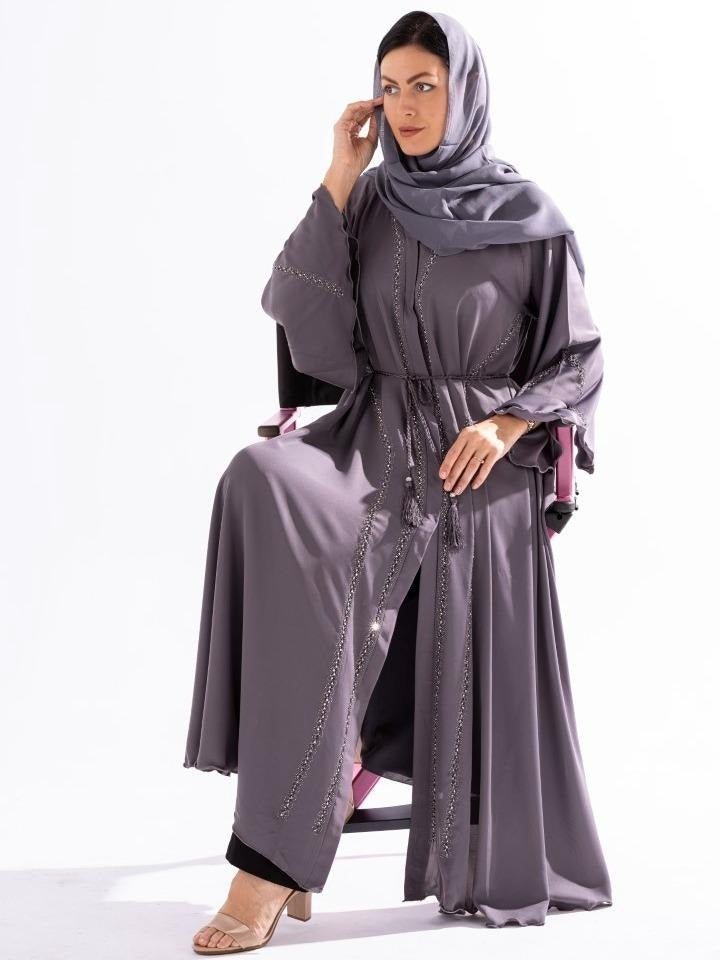 Abaya with Beaded Embellishments Sky Cashmere D2