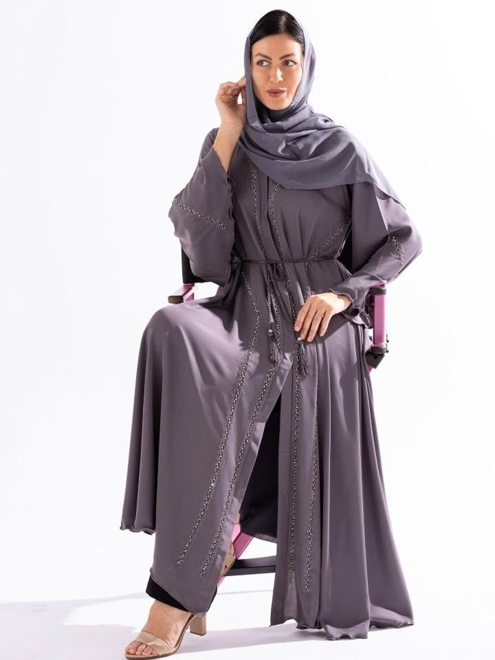 Abaya with Beaded Embellishments Sky Cashmere D2
