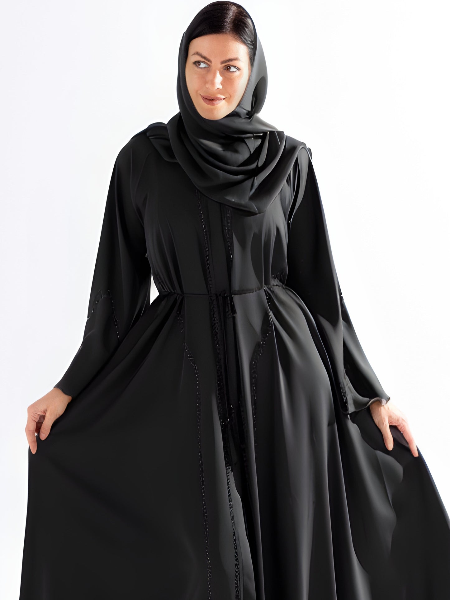 Abaya with Beaded Embellishments Sky Cashmere D2