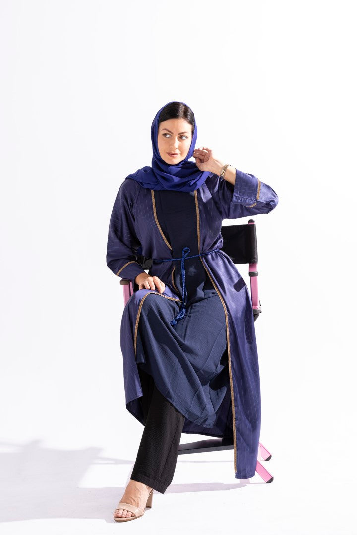 Abaya with Golden Thread and Stone Lace by Sky Cashmere D5