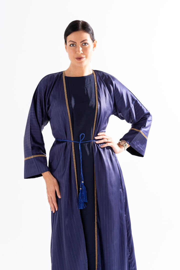 Abaya with Golden Thread and Stone Lace by Sky Cashmere D5