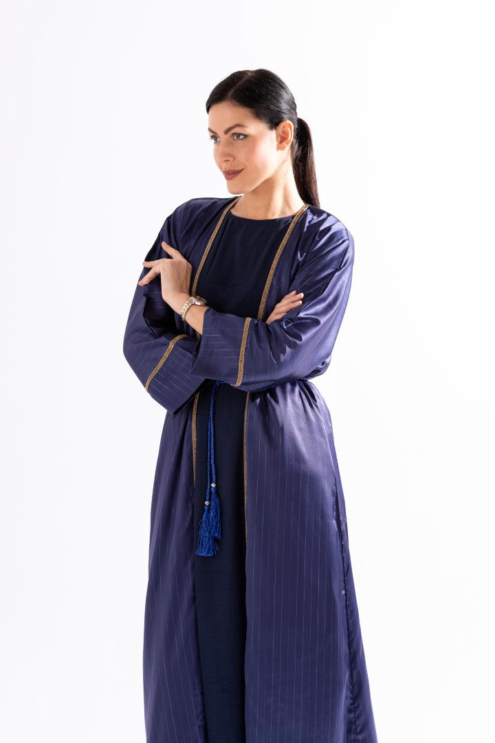 Abaya with Golden Thread and Stone Lace by Sky Cashmere D5