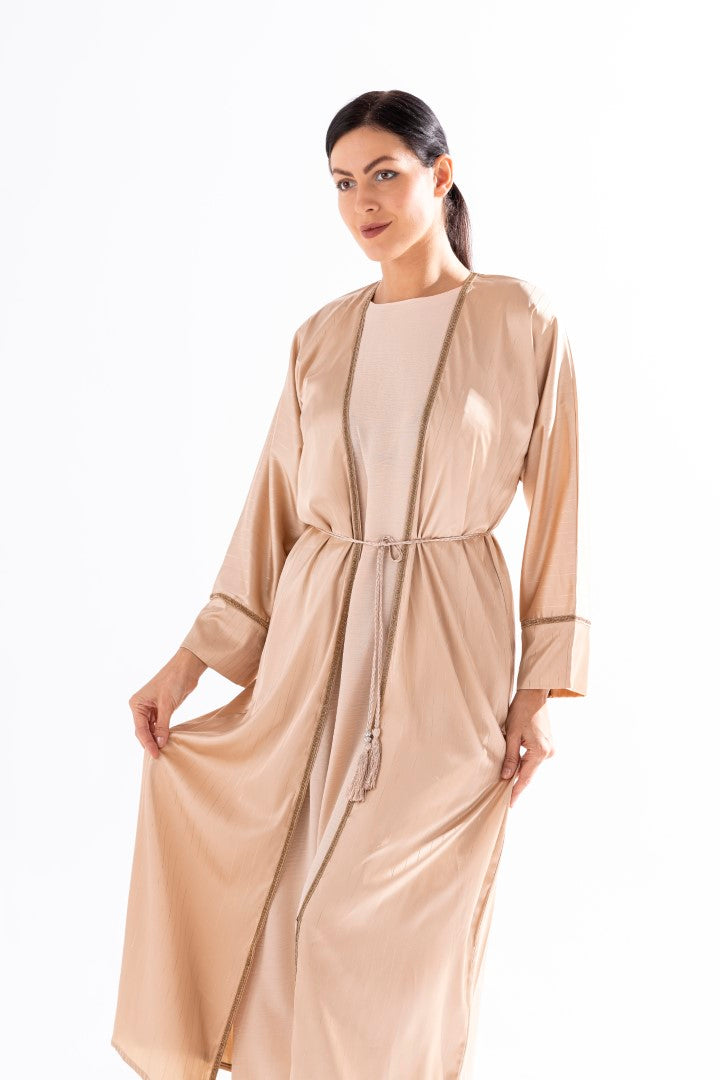 Abaya with Golden Thread and Stone Lace by Sky Cashmere D5