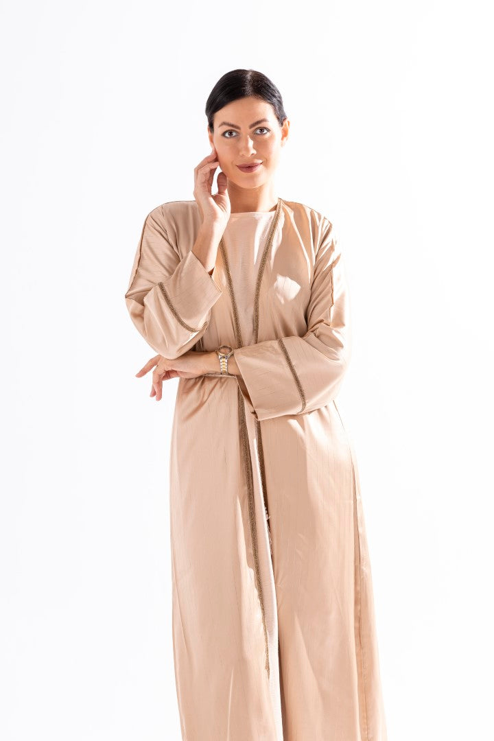 Abaya with Golden Thread and Stone Lace by Sky Cashmere D5