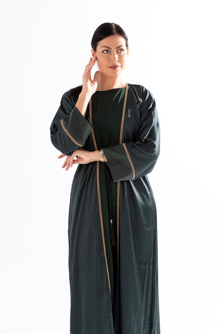 Abaya with Golden Thread and Stone Lace by Sky Cashmere D5