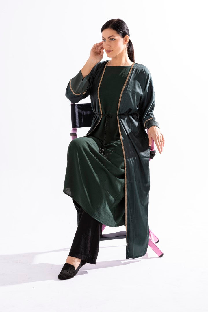 Abaya with Golden Thread and Stone Lace by Sky Cashmere D5