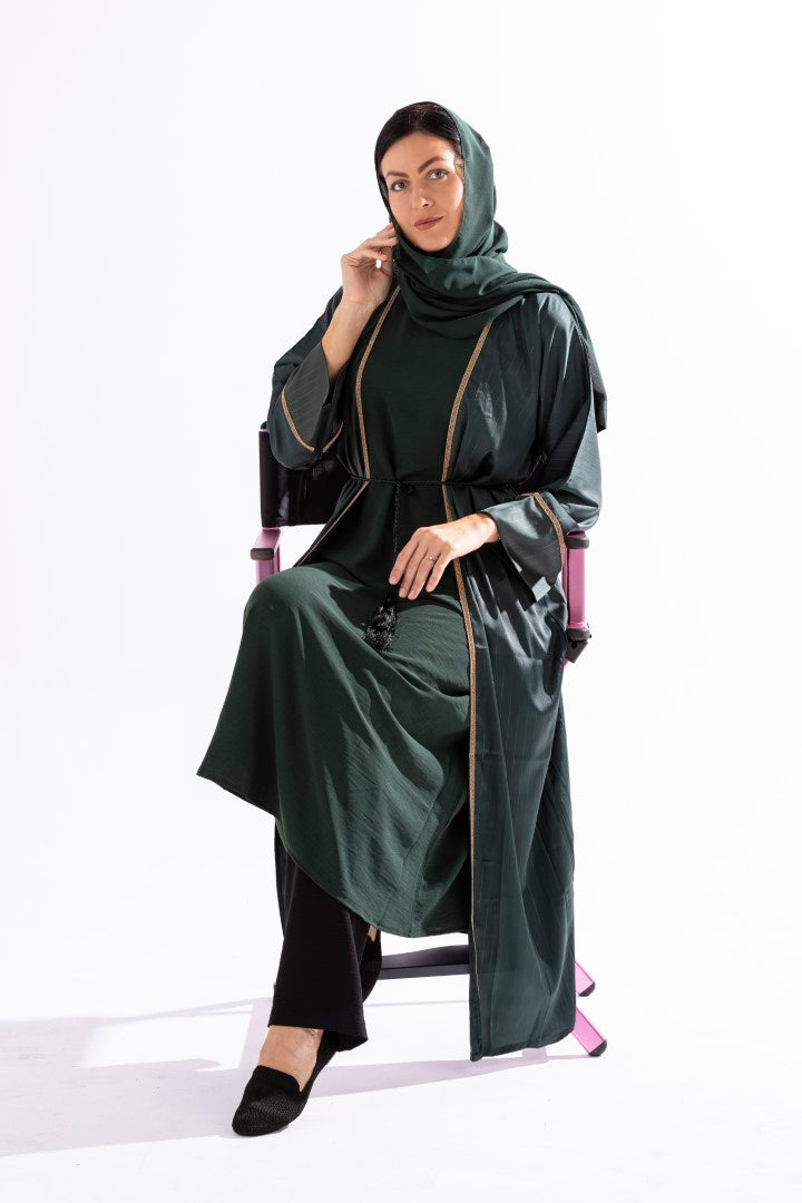 Abaya with Golden Thread and Stone Lace by Sky Cashmere D5