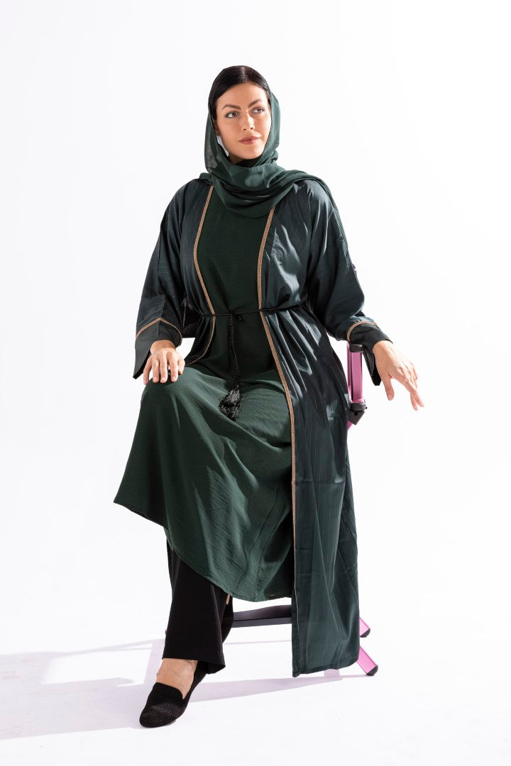 Abaya with Golden Thread and Stone Lace by Sky Cashmere D5