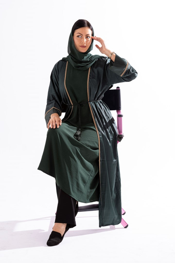 Abaya with Golden Thread and Stone Lace by Sky Cashmere D5