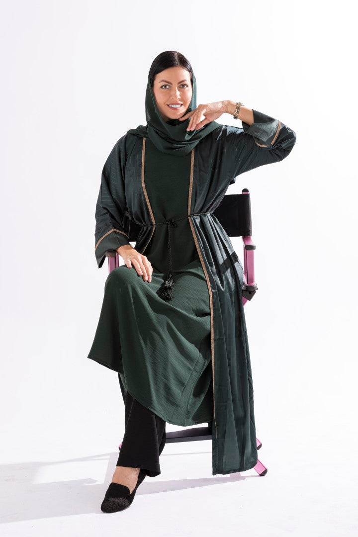 Abaya with Golden Thread and Stone Lace by Sky Cashmere D5