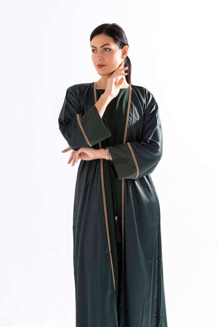 Abaya with Golden Thread and Stone Lace by Sky Cashmere D5