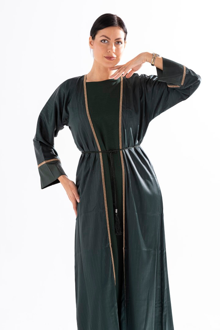 Abaya with Golden Thread and Stone Lace by Sky Cashmere D5