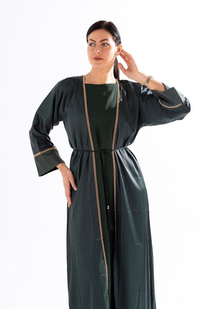 Abaya with Golden Thread and Stone Lace by Sky Cashmere D5