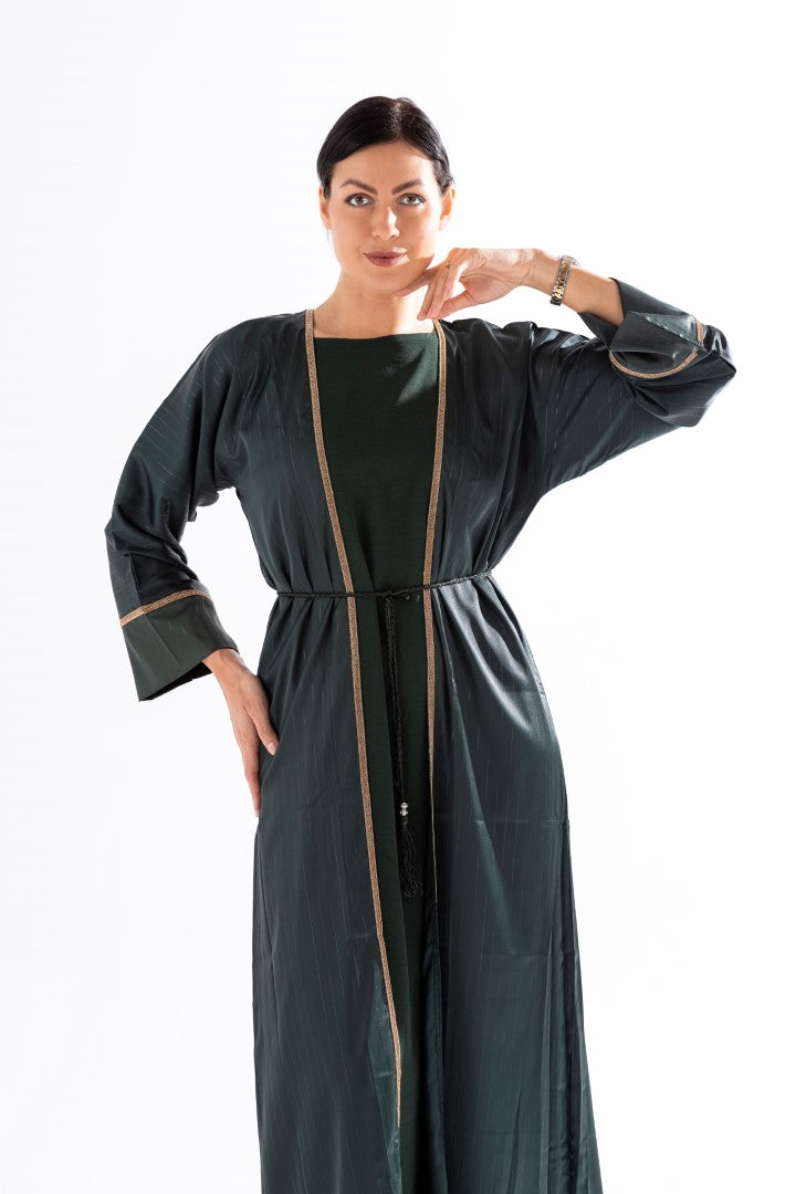 Abaya with Golden Thread and Stone Lace by Sky Cashmere D5