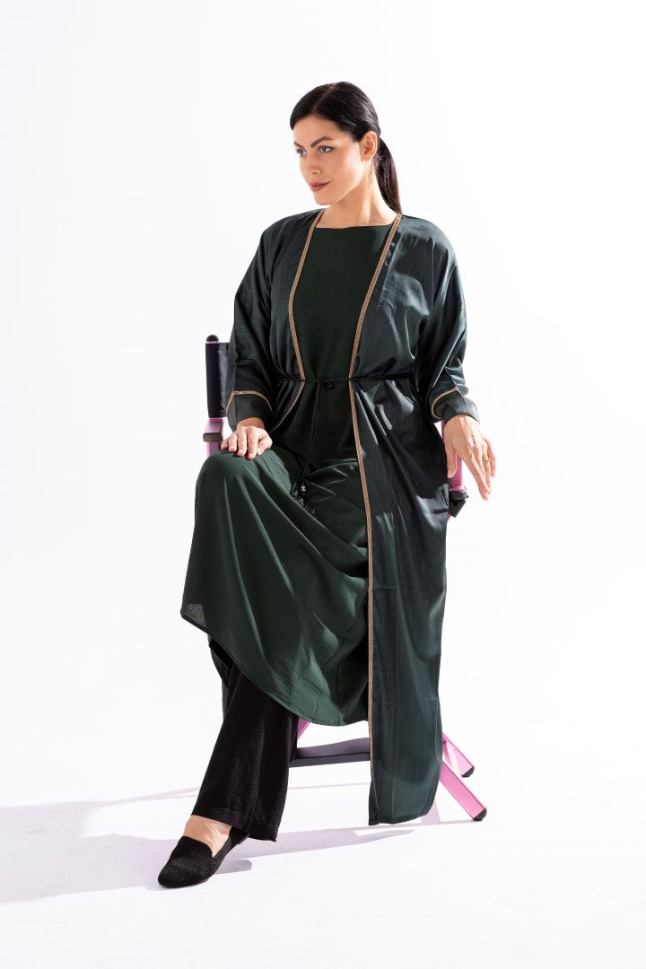 Abaya with Golden Thread and Stone Lace by Sky Cashmere D5
