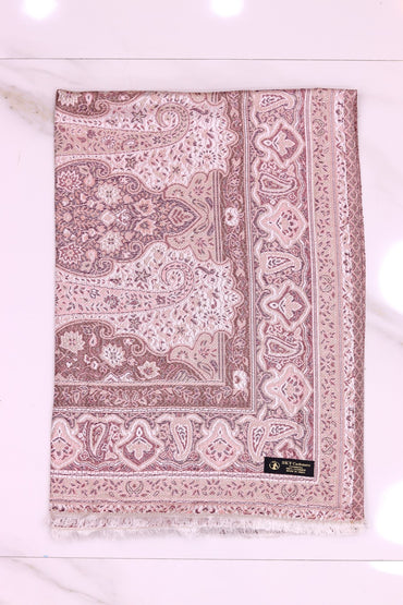 Winter Handmade Indian Cultural Jamwar Shawl For Festival Brown With Pink Shade J7