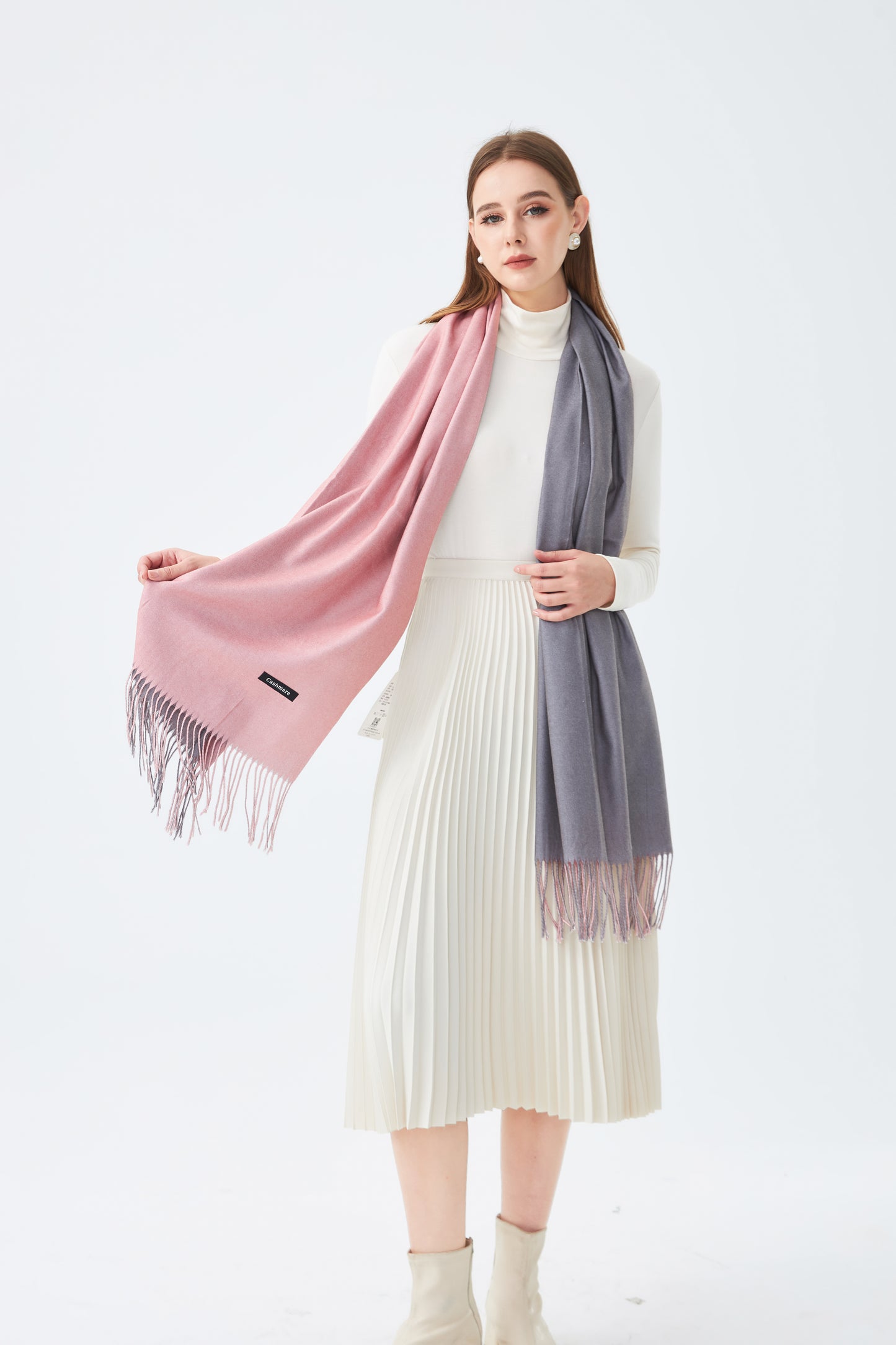 Double-Sided Cashmere Scarf for Women