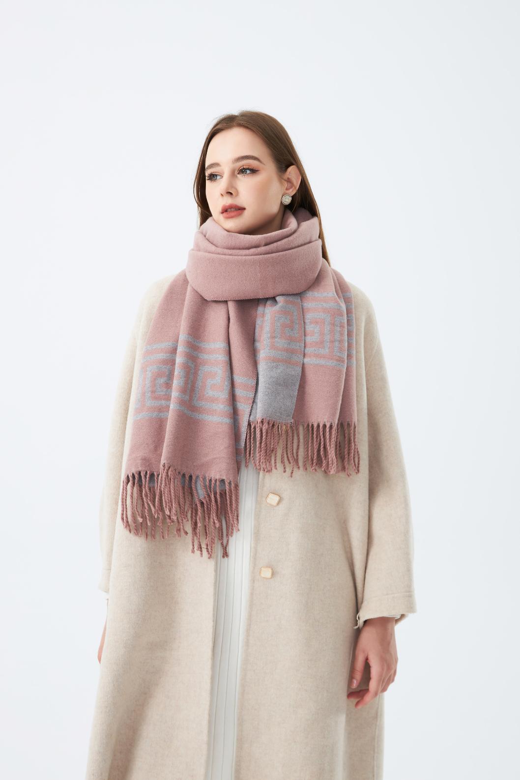 Tassel Trim Square Border Print Scarf