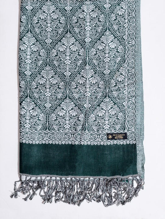 Winter Handmade Indian Cultural Pure Wool Shawl For Festival Teal P13