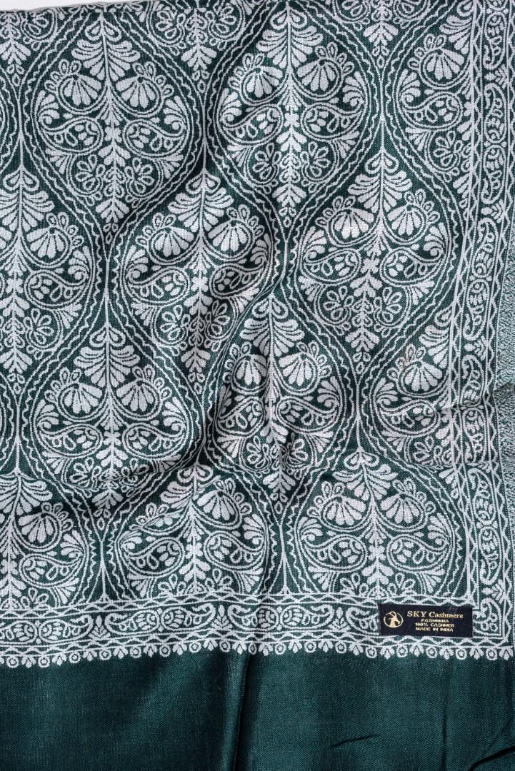 Winter Handmade Indian Cultural Pure Wool Shawl For Festival Teal P13