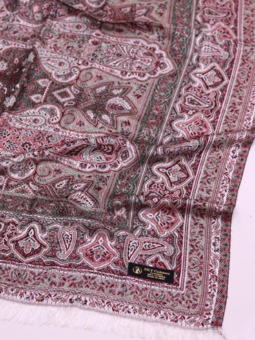 Winter Handmade Indian Cultural Jamwar Shawl For Festival Magenta Brown J8