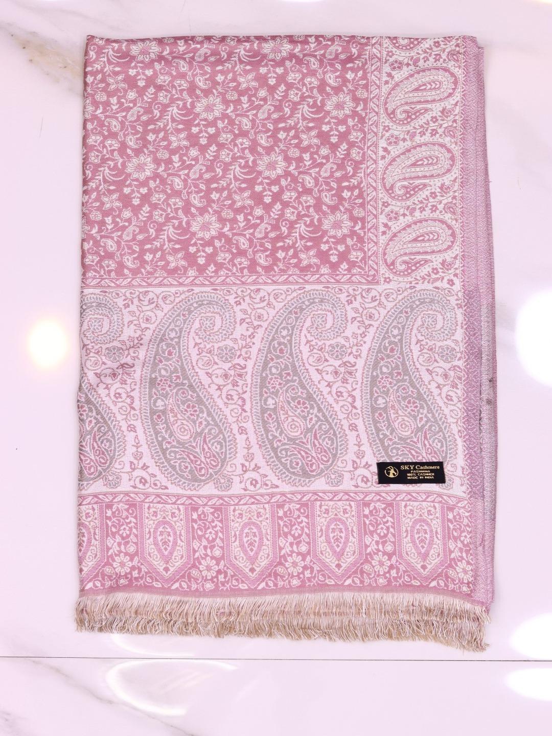 Winter Handmade Indian Cultural Jamwar Shawl For Festival Light Pinkish J3