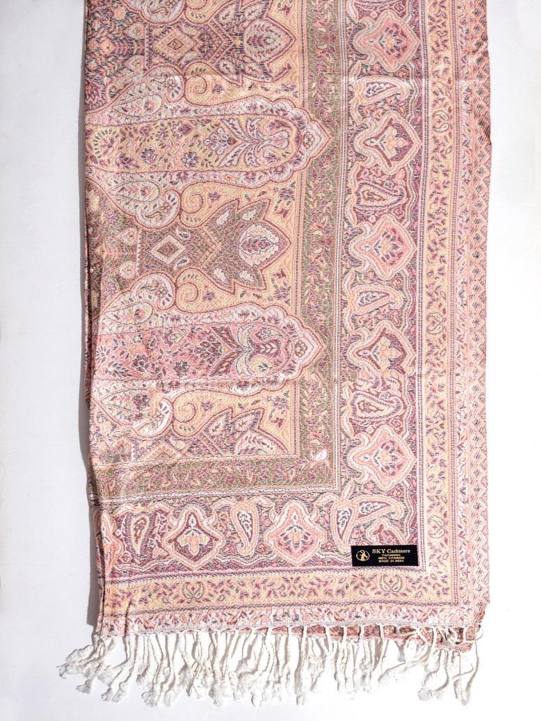 Winter Handmade Indian Cultural Pure Wool Shawl For Festival Brown with light Pink Shade P03