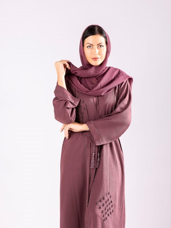 Muslim Abaya with Embroidery and Stone Work by Sky Cashmere D10