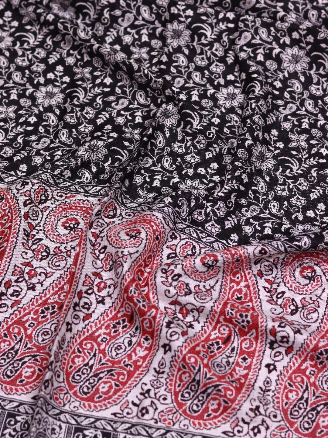 Winter Handmade Indian Cultural Jamwar Shawl For Festival Dark Brown with Pinkish Pattern J2