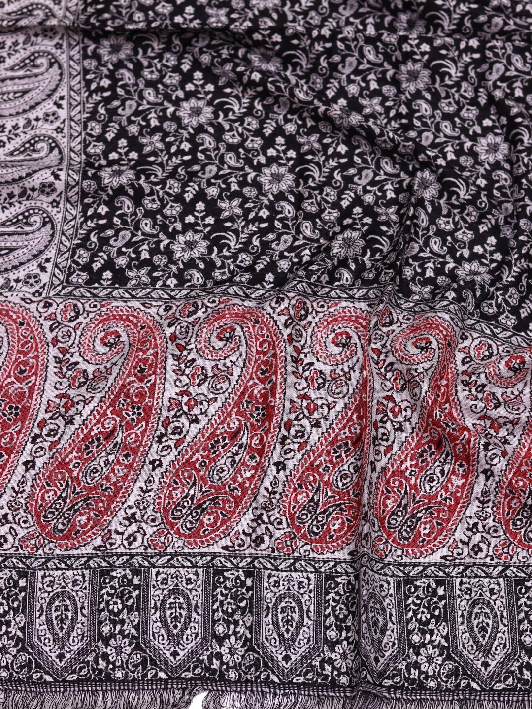 Winter Handmade Indian Cultural Jamwar Shawl For Festival Dark Brown with Pinkish Pattern J2