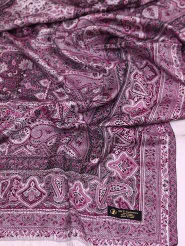 Winter Handmade Indian Cultural Jamwar Shawl For Festival Greyish Dark Purple J5