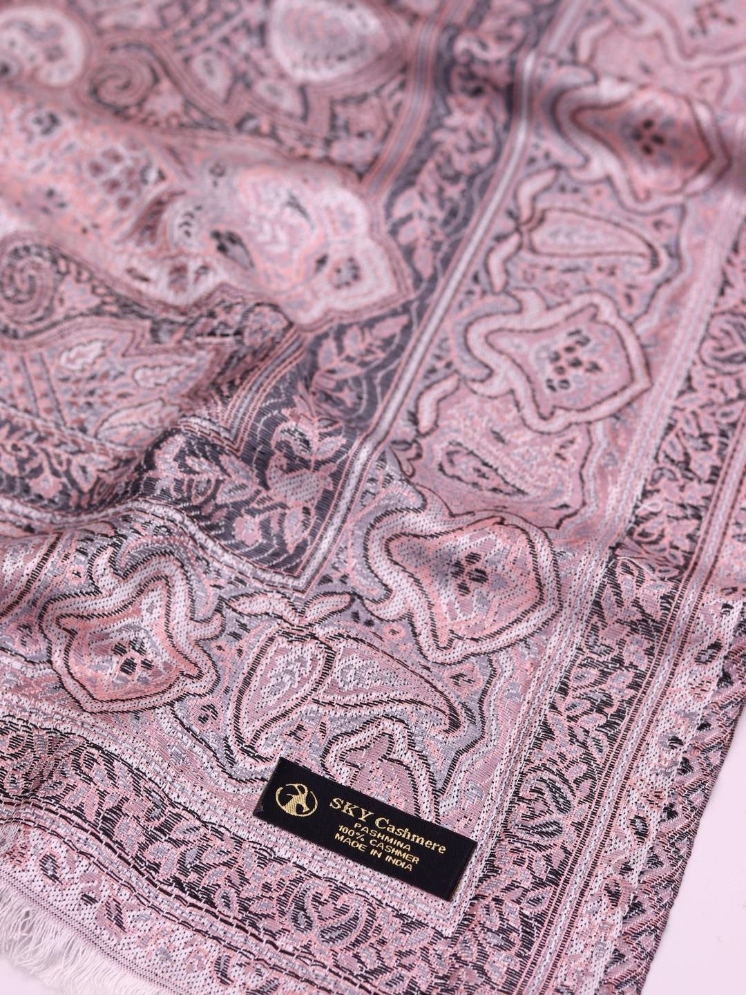 Winter Handmade Indian Cultural Jamwar Shawl For Festival Greyish Light Pink J6