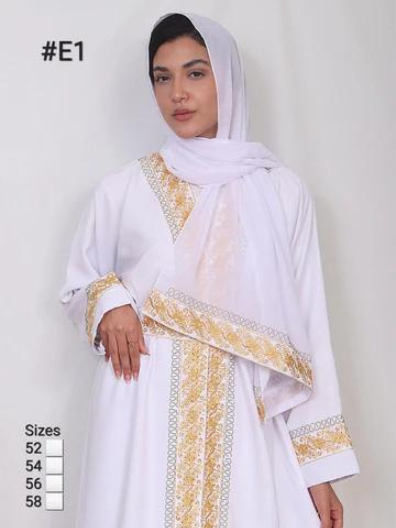 Muslim Fashion Abaya White E1 - Women's Islamic Clothing, Long Sleeve, All Seasons