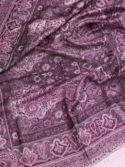 Winter Handmade Indian Cultural Jamwar Shawl For Festival Greyish Dark Purple J5