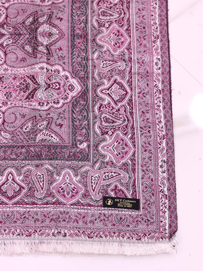 Winter Handmade Indian Cultural Jamwar Shawl For Festival Greyish Dark Purple J5