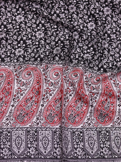 Winter Handmade Indian Cultural Jamwar Shawl For Festival Dark Brown with Pinkish Pattern J2